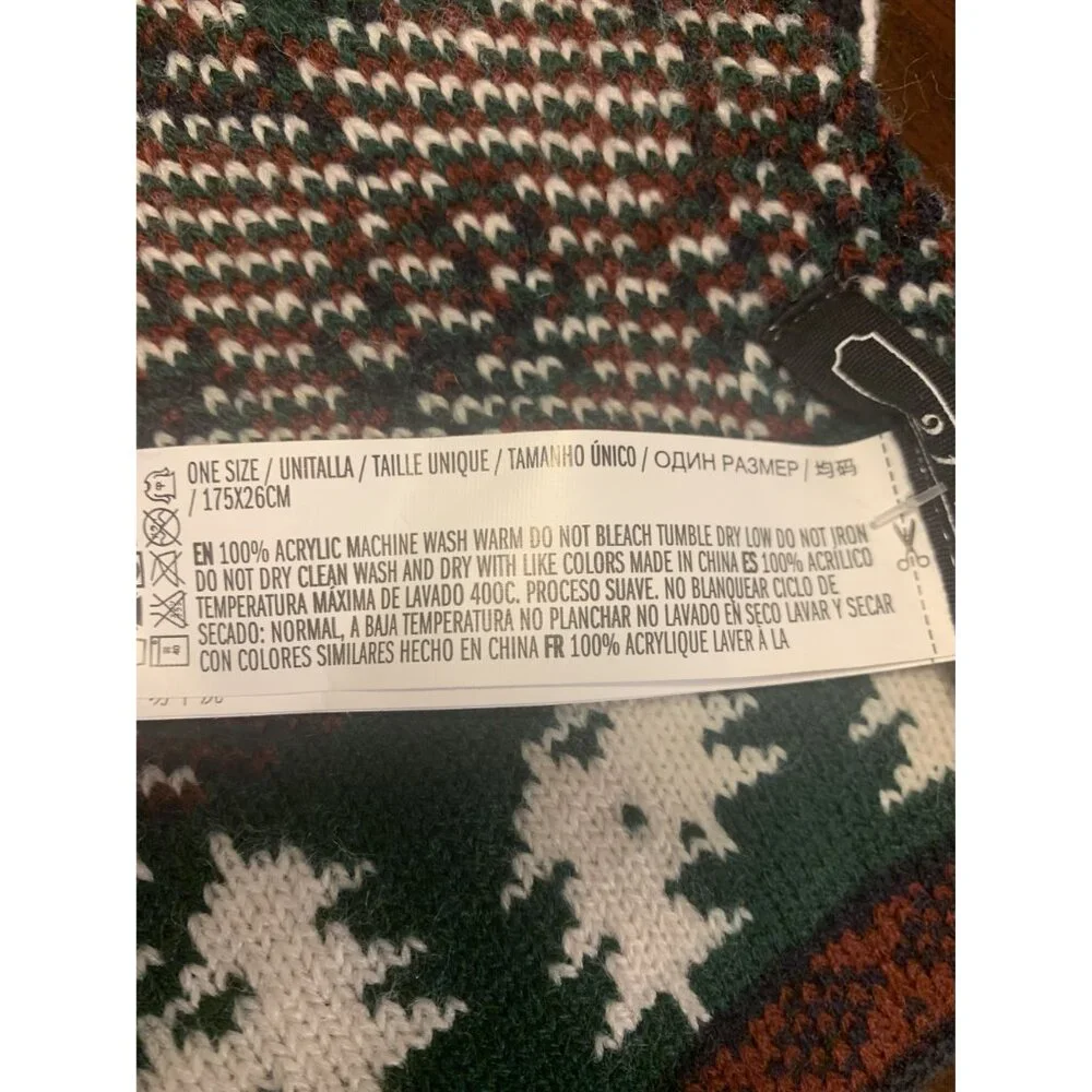 NWT 21 Men Winter Knit Ski Snowboard Scarf Os Ski Lift‎ & Tree Pattern